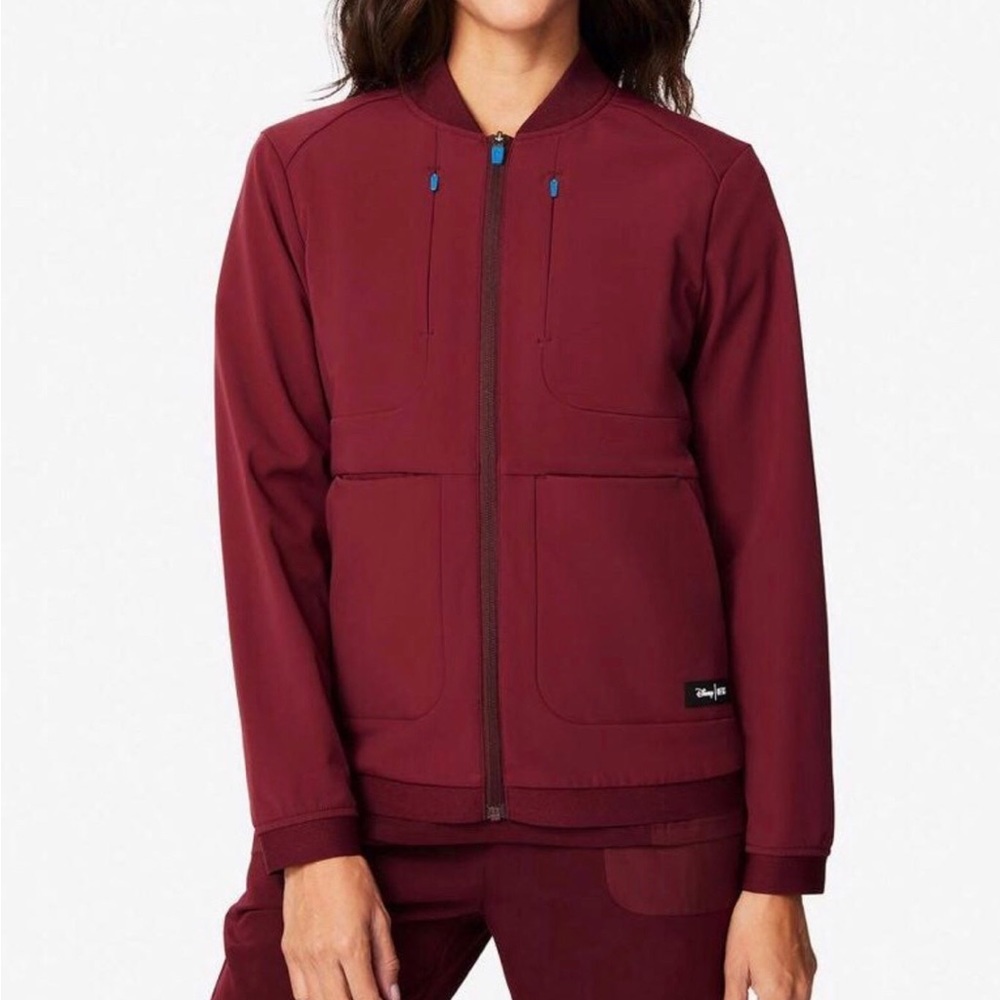 Figs Disney Jacket Maroon Burgundy Red Softshell Work Wear FIGS XL Zip Up